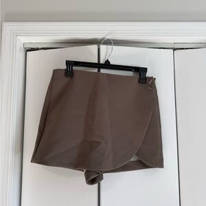 Zara Taupe Wrap-Front Skort